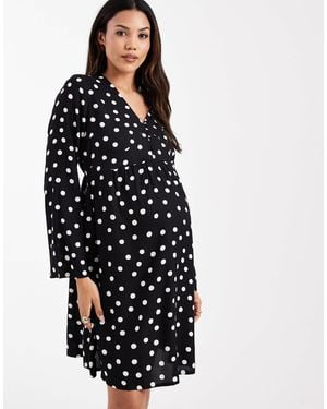 Mama.licious Mamalicious Maternity Button Front Nursing Friendly Mini Dress - Black