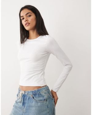 Cotton On Longline Crew Neck Long Sleeve T-shirt - White