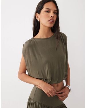 ASOS Draped Pleated Shoulder Top Set - Green