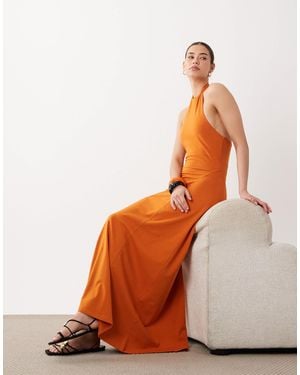 ASOS Halter Trapeze Midi Dress - Orange