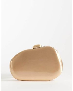 ASOS Abstract Hardbox Clutch Bag With Cross Body Strap - Natural