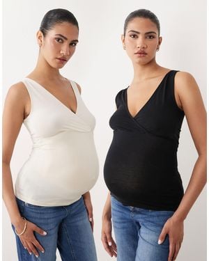 Mama.licious Mamalicious Maternity 2 Pack Nursing Wrap Front Vests - Black
