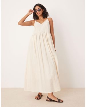 Y.A.S Festival Boho Style Crochet Trim Cami Midi Dress - Natural