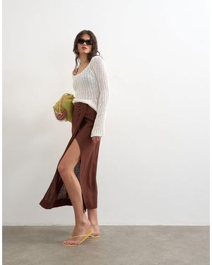 TOPSHOP Linen Sarong Maxi Skirt - White