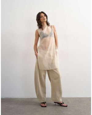 TOPSHOP Vaqueros Color Avena De Corte Barrel Sin Cierres-Neutro