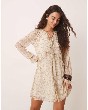 New Look Chiffon Mini Dress - Natural