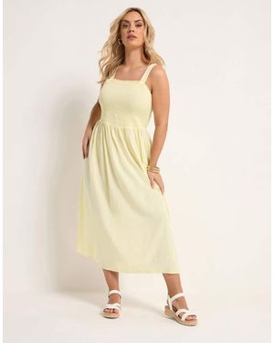Yours Clothing Shirred Linen Maxi Dress - Natural