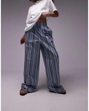 TOPSHOP Straight Stripe Pull On Trouser - Blue