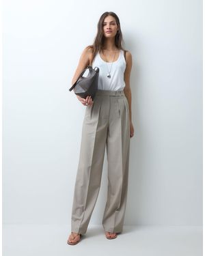 ASOS Tall maßgeschneiderte wide-leg-hose mit falten-detail - Grau