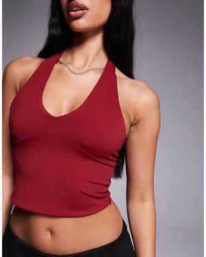 ASOS Sculpting Halter Neck Crop Top - Red
