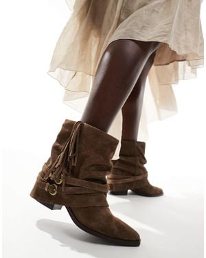 Stradivarius Slouchy Short Boot - Brown