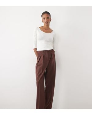 ASOS Tall Tailored Wide Leg Trousers With Pleat Detail - White