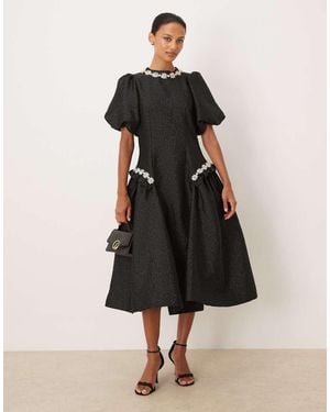 Sister Jane Dream Viola Jacquard Midi Dress - Black