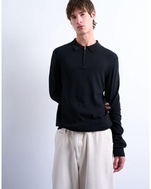TOPMAN – essentials – gestricktes polohemd - Blau