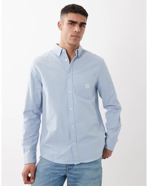 ASOS Regular Fit Oxford Shirt With Chest Embroidery - Blue
