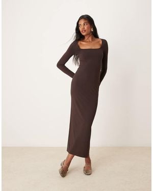 Miss Selfridge Long Sleeve Scoop Neck Maxi Dress - Natural