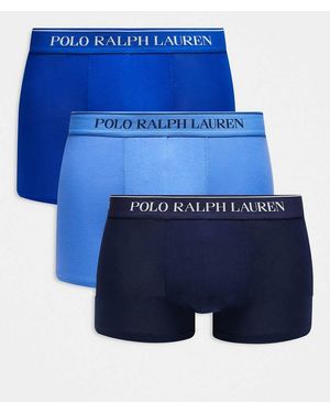 Polo Ralph Lauren 3 Pack Of Logo Waistband Classic Trunks - Blue