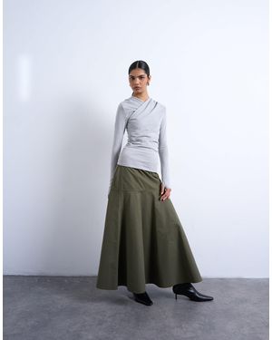 TOPSHOP Drop Waist Full Circle Maxi Skirt - White