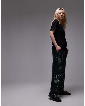 Topshop Unique Pantalon habillé à sequins - Blanc