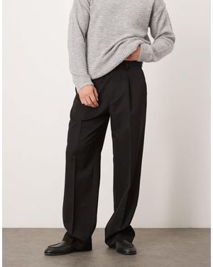ASOS Smart Wide Leg Pants With Front Pleat - Black