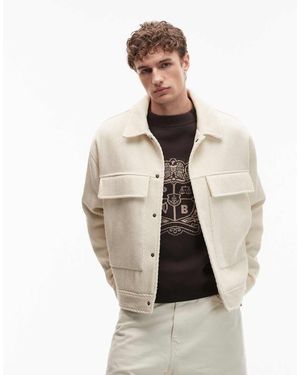 ASOS Wool Look Harrington Jacket - Natural