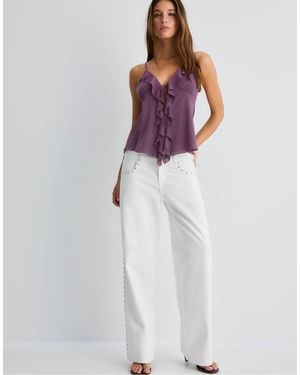 Stradivarius Ruffled Strappy Top - White