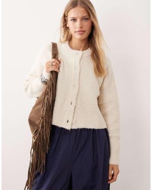 Aria Cove Boucle Knit Button Through Cardigan - Grey
