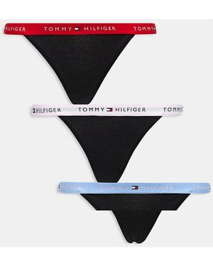 Tommy Hilfiger Confezione Da 3 Perizomi Neri Con Fascia - Nero