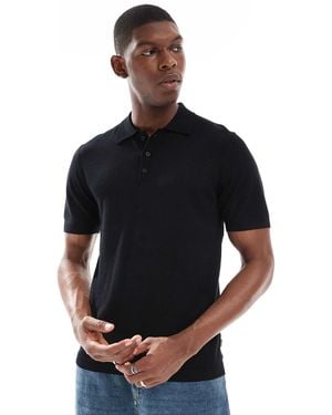 Only & Sons – polohemd aus strickstoff - Schwarz