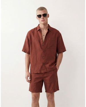 ASOS Co-ord Wide Fit Linen Blend Shorts - Red