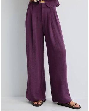 Stradivarius Rustic Wide-leg Trousers - Purple