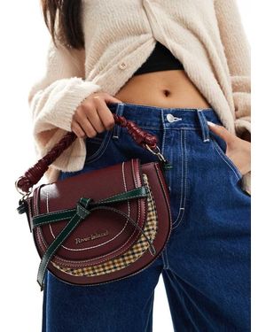 River Island Saddle Bag With Tartan Detail - Blue