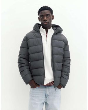 Pull&Bear Gewatteerd Jack Met Capuchon - Blauw