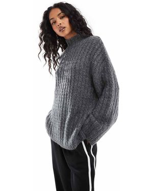 Pieces Jersey Largo Gris Con Cuello Alto De
