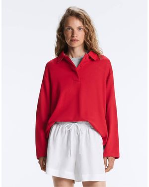 Oysho Long Sleeve Pique Polo Shirt - Red