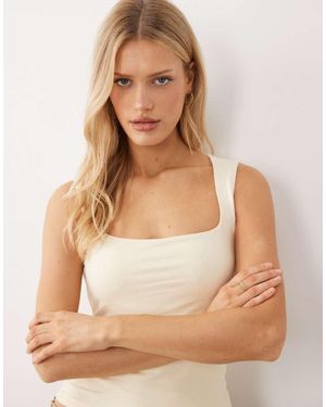 Gina Tricot Tanktop Met Vierkante Hals - Naturel