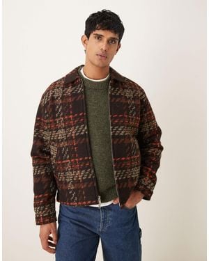 Abercrombie & Fitch Cropped Wool Blend Jacquard Jacket - Brown