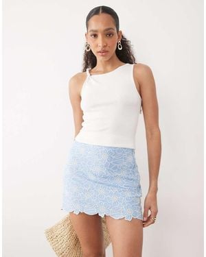 Abercrombie & Fitch Linen Mix Mini Skirt With Built - White