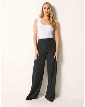 Long Tall Sally Pinstripe Wide Leg Trousers - White