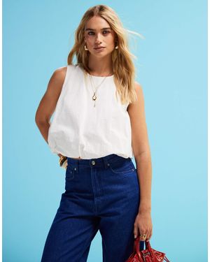 Monki Poplin Bubble Top - Brown