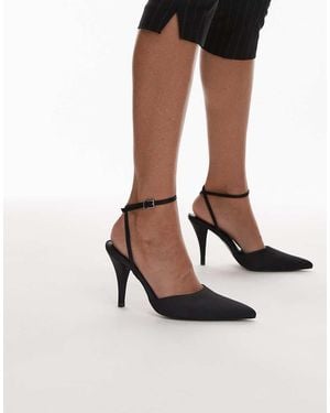 TOPSHOP Demi Cone Heel Court Shoes With Tie - Black