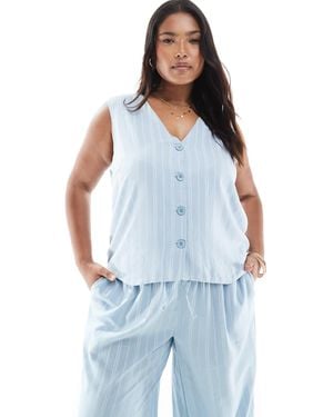 Pieces Plus Pieces Curve Tailored Vest Co-ord - Blue