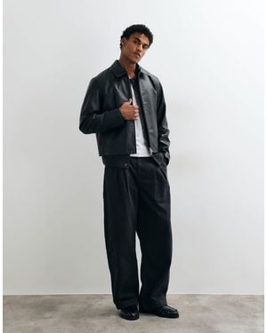 Jack & Jones Boxy Pu Leather Jacket - Black
