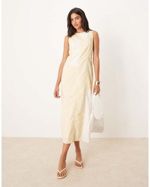 Ghospell Patchwork Midaxi Dress - Natural