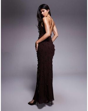 Mango Capsule Textured Strappy Maxi Dress - Brown