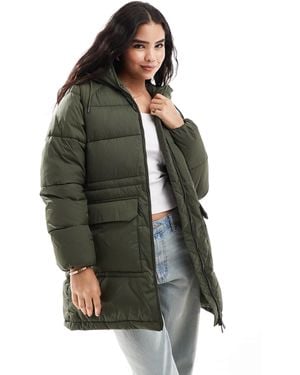 Tommy Hilfiger – lange, übergroße pufferjacke - Grün