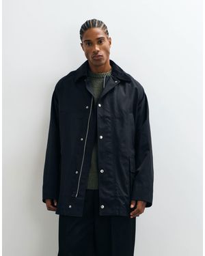 ARKET Waxed Cotton Jacket With Cord Collar - Blue