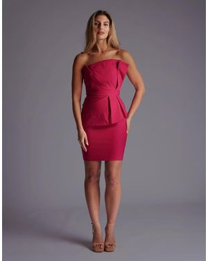 Vesper Pleated Strapless Mini Dress - Red
