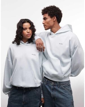 Collusion Unisex Oversized Boxy Logo Hoodie - Grey