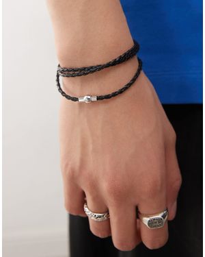 FADED FUTURE Wrap Around Faux Leather Bracelet - Black